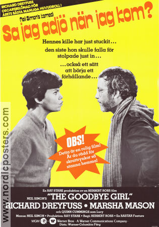 Sa jag adjö när jag kom 1977 poster Richard Dreyfuss Marsha Mason Quinn Cummings Herbert Ross Text: Neil Simon