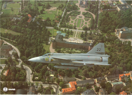 SAAB Scania JA37 Viggen 1990 affisch SAAB Flyg