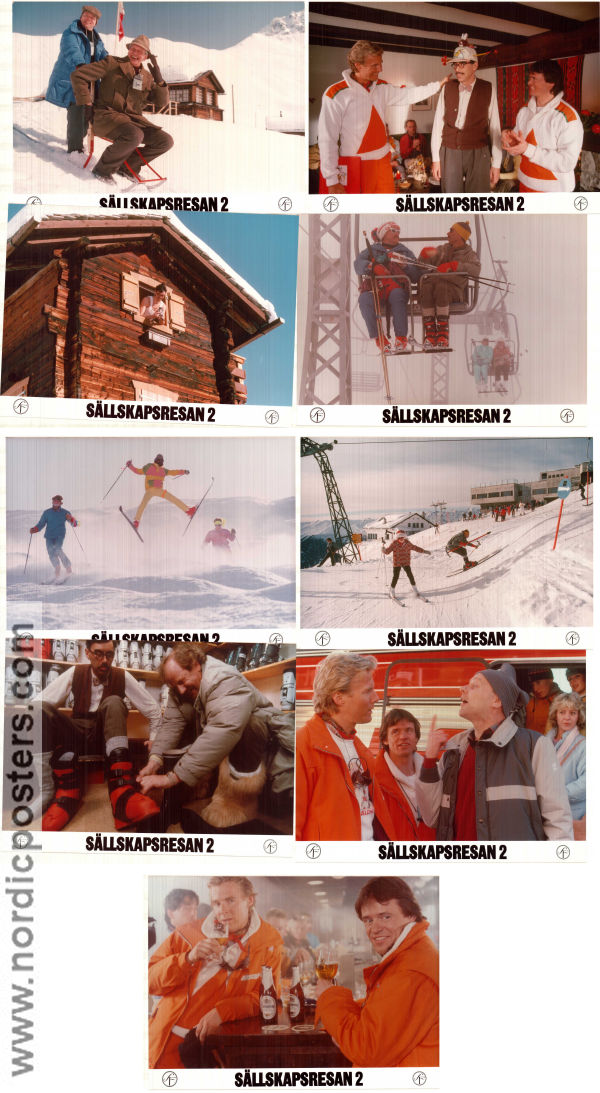 Sällskapsresan 2 Snowroller 1985 lobbykort Jon Skolmen Cecilia Walton Eva Millberg Lasse Åberg Resor