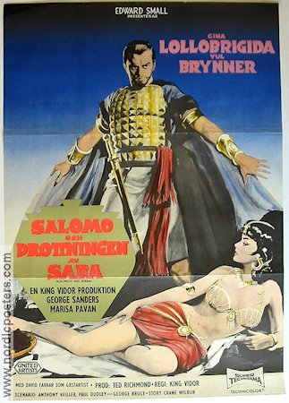 Salomo och drottningen av Saba 1959 poster Gina Lollobrigida Yul Brynner King Vidor Svärd och sandal