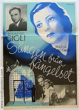 Sången från fängelset 1940 poster Benjamino Gigli Maria Gebotari Eric Rohman art