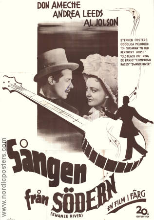 Sången från södern 1939 poster Don Ameche Andrea Leeds Al Jolson Sidney Lanfield Musikaler Instrument