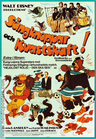 Sängknoppar och kvastskaft 1971 poster Angela Lansbury David Tomlinson Roddy McDowall Ward Kimball Musikaler Animerat