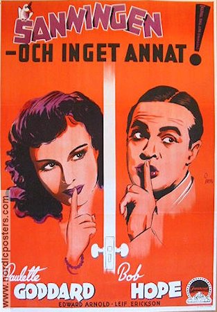 Sanningen och inget annat 1942 poster Paulette Goddard Bob Hope