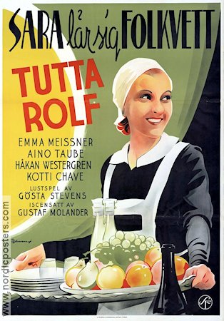 Sara lär sig folkvett 1937 poster Tutta Rolf Håkan Westergren Eric Rohman art