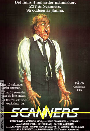 Scanners 1981 poster Jennifer O´Neill David Cronenberg Filmen från: Canada