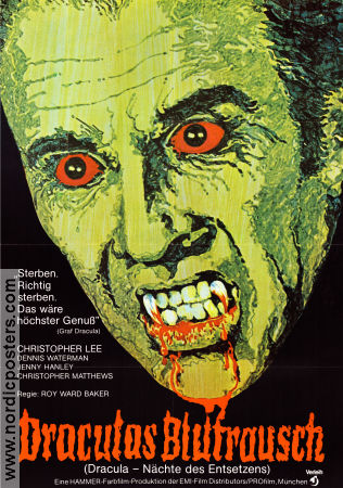 Scars of Dracula 1970 poster Christopher Lee Dennis Waterman Jenny Hanley Roy Ward Baker Filmbolag: Hammer Films