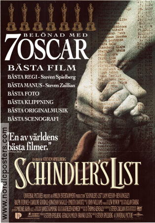 Schindler´s List 1993 poster Liam Neeson Ralph Fiennes Ben Kingsley Caroline Goodall Jonathan Sagall Steven Spielberg Hitta mer: Nazi
