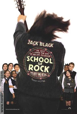 School of Rock 2003 poster Jack Black Mike White Joan Cusack Richard Linklater Skola Rock och pop Barn