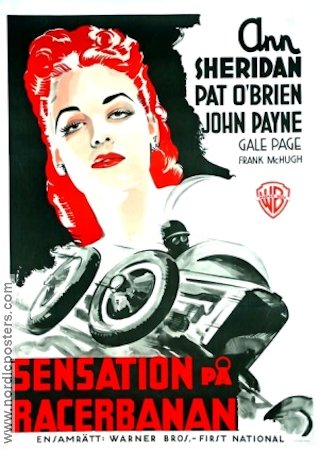 Sensation på racerbanan 1939 poster Ann Sheridan Pat O´Brien Bilar och racing