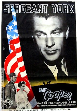 Sergeant York 1941 poster Gary Cooper Walter Brennan Joan Leslie Howard Hawks Krig