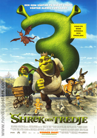 Shrek den tredje 2007 poster Mike Myers Chris Miller Animerat 3-D