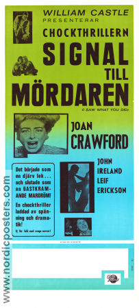 Signal till mördaren 1965 poster Joan Crawford John Ireland Leif Erickson William Castle