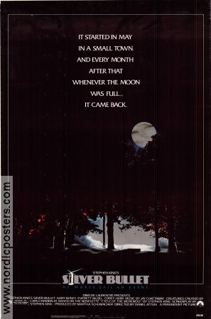 Silver Bullet 1985 poster Gary Busey Everett McGill Corey Haim Daniel Attias Text: Stephen King
