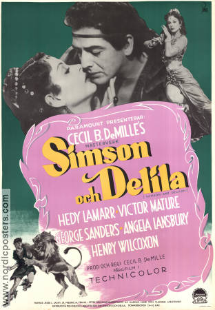 Simson och Delila 1951 poster Hedy Lamarr Victor Mature Cecil B DeMille