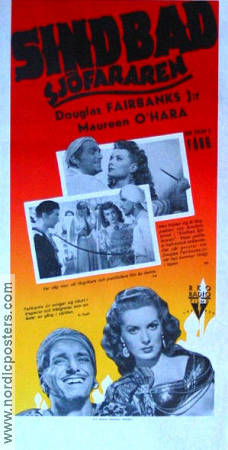 Sindbad sjöfararen 1947 poster Douglas Fairbanks Jr Maureen O´Hara Walter Slezak Richard Wallace Äventyr matinée