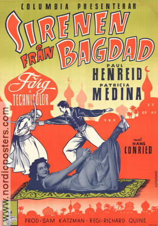 Sirenen från Bagdad 1953 poster Paul Henreid Patricia Medina Hans Conried Richard Quine