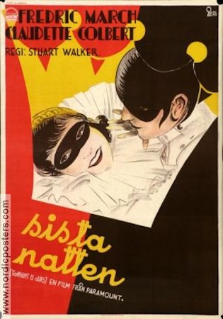 Sista natten 1933 poster Fredric March Claudette Colbert