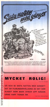 Sista natten med gänget 1973 poster Richard Dreyfuss Ron Howard Harrison Ford Wolfman Jack George Lucas Rock och pop Bilar och racing Kultfilmer