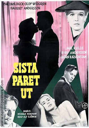 Sista paret ut 1956 poster Ingmar Bergman Eva Dahlbeck Jarl Kulle Bibi Andersson Olof Widgren Harriet Andersson Björn Bjelvenstam Alf Sjöberg