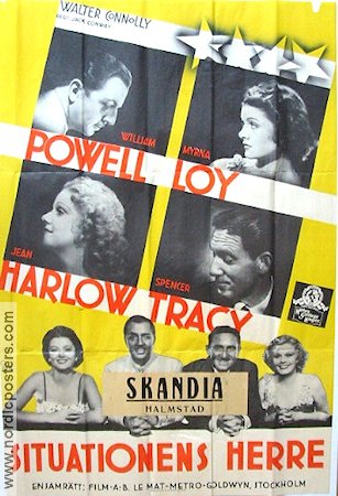 Situationens herre 1937 poster William Powell Myrna Loy Jean Harlow Spencer Tracy