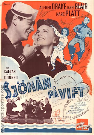 Sjömän på vift 1946 poster Alfred Drake Janet Blair Dans