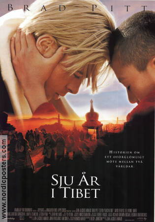 Sju år i Tibet 1997 poster Brad Pitt Jean-Jacques Annaud Asien Religion