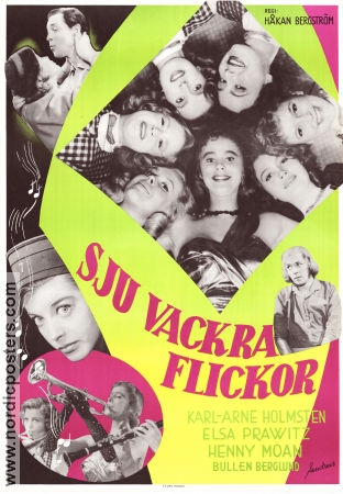 Sju vackra flickor 1956 poster Karl-Arne Holmsten Elsa Prawitz Henny Moan Håkan Bergström Instrument