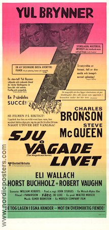 Sju vågade livet 1960 poster Yul Brynner Steve McQueen Charles Bronson Eli Wallach Robert Vaughn Horst Buchholz John Sturges