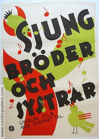 Sjung bröder och systrar 1935 poster Monty Banks Fåglar