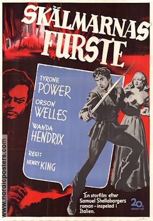 Skälmarnas furste 1949 poster Tyrone Power Orson Welles Wanda Hendrix Henry King