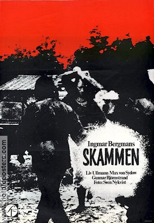 Skammen 1968 poster Liv Ullmann Max von Sydow Max von Sydow Sigge Fürst Ingmar Bergman