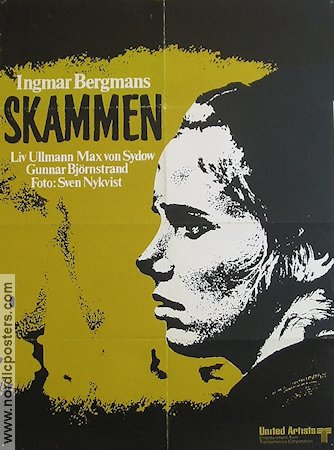 Skammen 1968 poster Liv Ullmann Max von Sydow Max von Sydow Sigge Fürst Ingmar Bergman