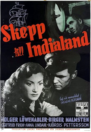 Skepp till India land 1947 poster Holger Löwenadler Gertrud Fridh Ingmar Bergman