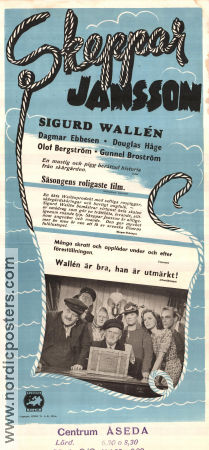 Skeppar Jansson 1945 poster Douglas Håge Artur Rolén Dagmar Ebbesen Sigurd Wallén Skärgård