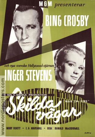 Skilda vägar 1957 poster Bing Crosby Inger Stevens Mary Fickett Ranald MacDougall