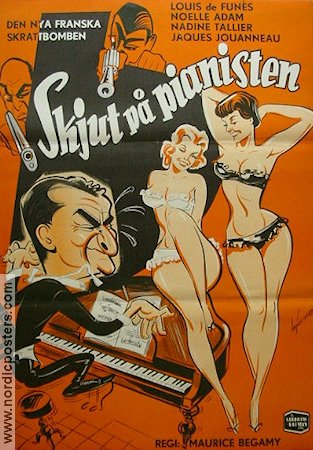 Skjut på pianisten 1957 poster Louis de Funes Instrument Damer