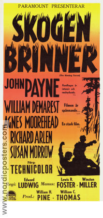 Skogen brinner 1952 poster John Payne William Demarest Agnes Moorehead Edward Ludwig Brand
