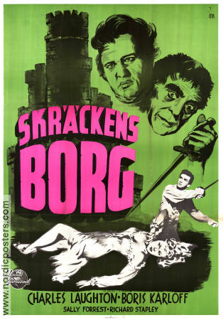 Skräckens borg 1952 poster Charles Laughton Boris Karloff Sally Forrest