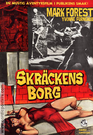 Skräckens borg 1965 poster Mark Forest Yvonne Furneaux Affischkonstnär: Walter Bjorne Damer