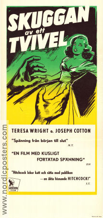 Skuggan av ett tvivel 1943 poster Teresa Wright Joseph Cotten Macdonald Carey Alfred Hitchcock Film Noir