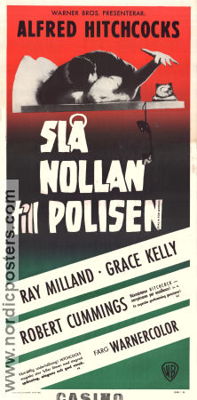 Slå nollan till polisen 1954 poster Ray Milland Grace Kelly Robert Cummings Alfred Hitchcock Poliser