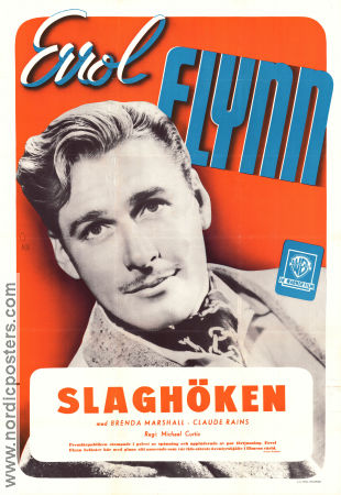 Slaghöken 1940 poster Errol Flynn Brenda Marshall Claude Rains Michael Curtiz Äventyr matinée