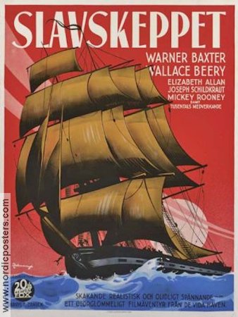 Slavskeppet 1937 poster Warner Baxter Wallace Beery Skepp och båtar