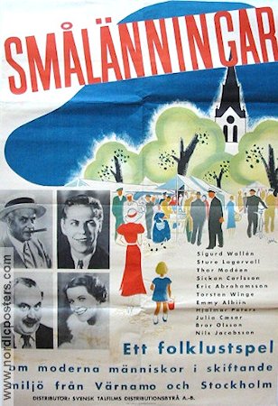 Smålänningar 1935 poster Sigurd Wallén Sture Lagerwall Sickan Carlsson Thor Modéen