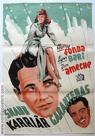 Snabb karriär garanteras 1943 poster Henry Fonda Don Ameche Lynn Bari