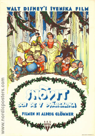Snövit och de sju dvärgarna 1937 poster Adriana Caselotti William Cottrell Affischkonstnär: Gustaf Tenggren Animerat