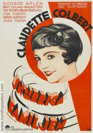 Snurriga familjen 1933 poster Claudette Colbert