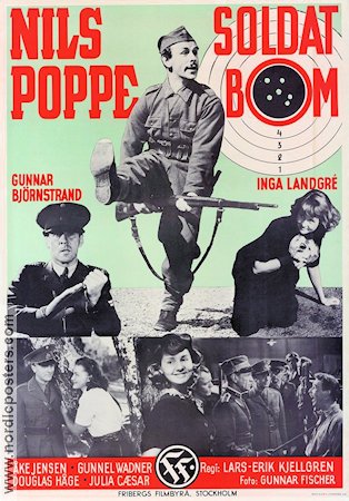 Soldat Bom 1948 poster Nils Poppe Inga Landgré Gunnar Björnstrand Lars-Eric Kjellgren