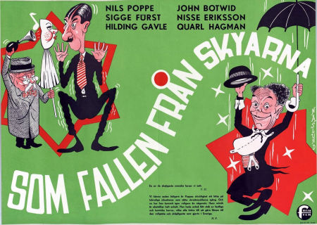 Som fallen från skyarna 1943 poster Nils Poppe Nils Ericson Hilding Gavle